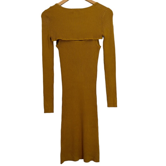 House of Harlow 1960 Bronze Gold Ribbed Bodycon Dress - Picture 2 of 8